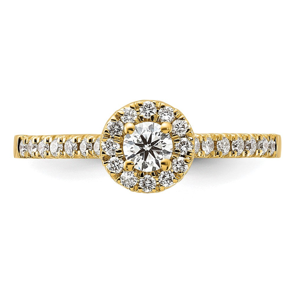 14k 1/2ct Lab Grown Diamond VS/SI+ G+ Round Comp Halo Eng Ring