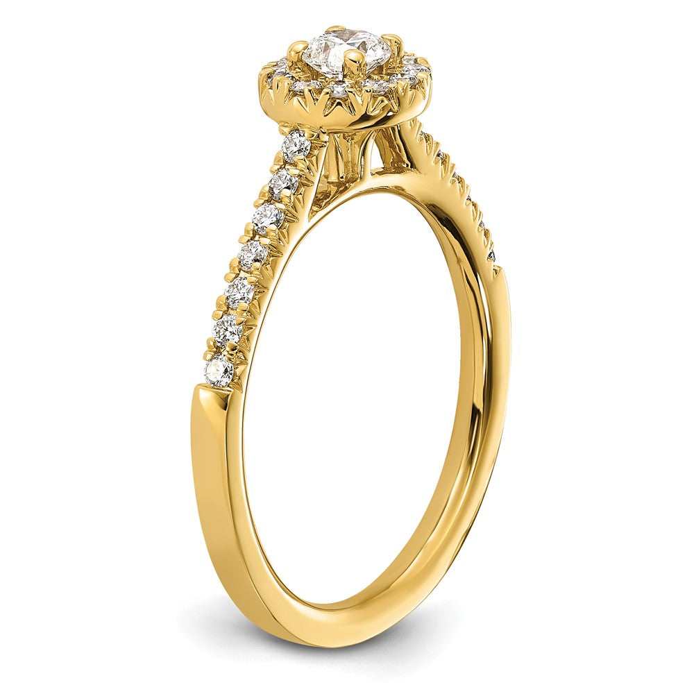 14k 1/2ct Lab Grown Diamond VS/SI+ G+ Round Comp Halo Eng Ring
