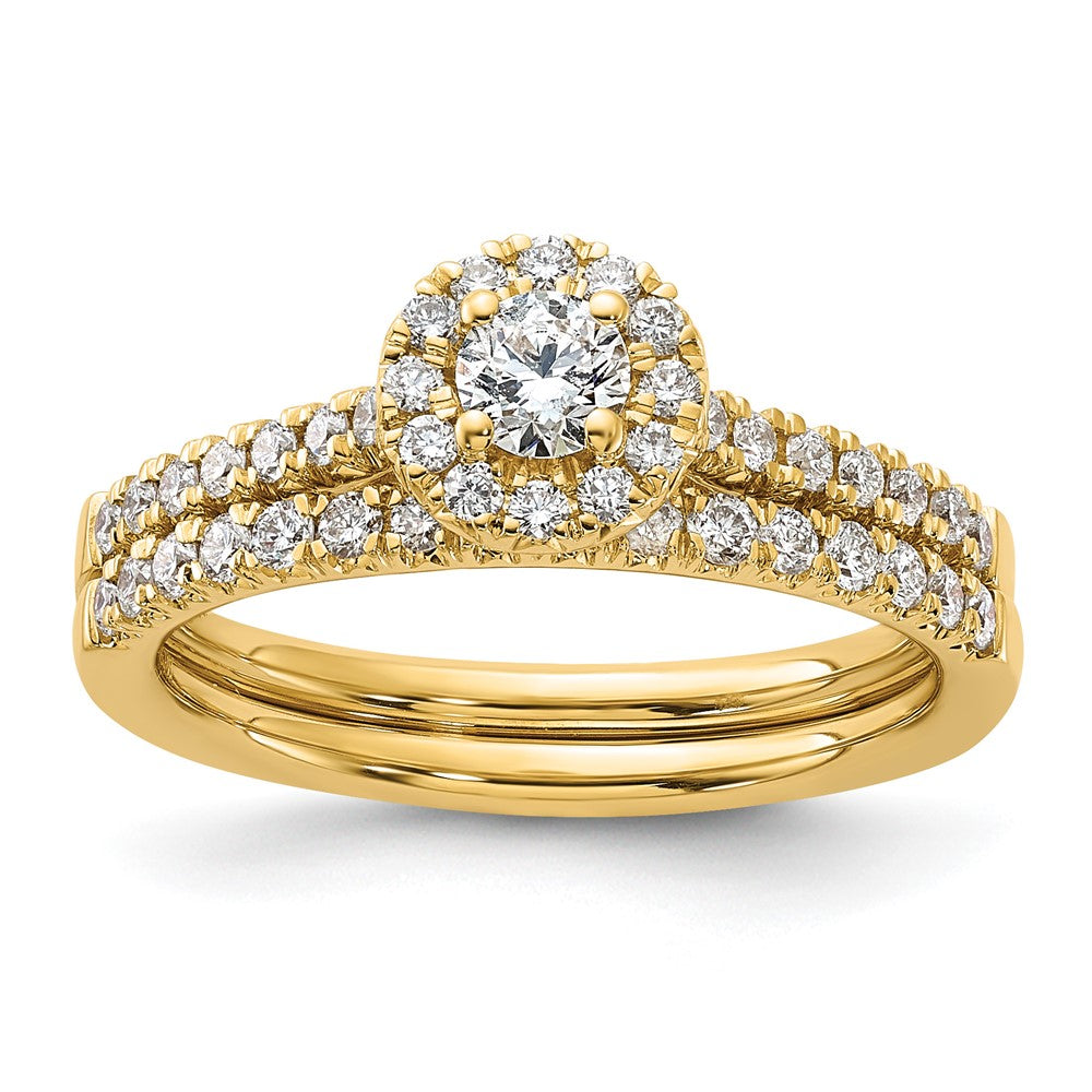 14k 1/2ct Lab Grown Diamond VS/SI+ G+ Round Comp Halo Eng Ring
