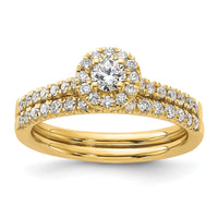 14k 1/2ct Lab Grown Diamond VS/SI+ G+ Round Comp Halo Eng Ring