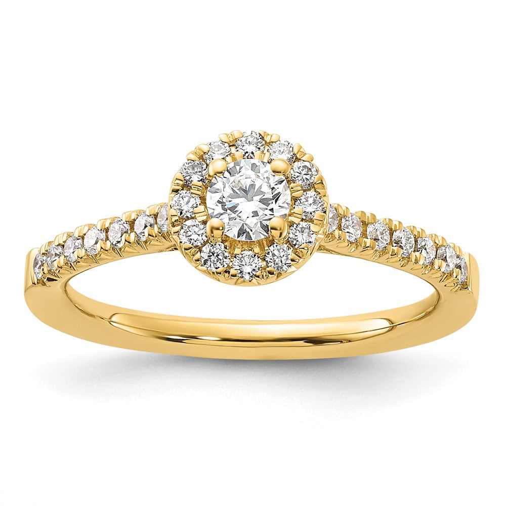 14k 1/2ct Lab Grown Diamond VS/SI+ G+ Round Comp Halo Eng Ring