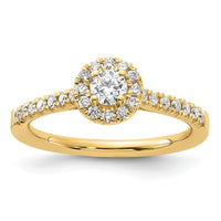 14k 1/2ct Lab Grown Diamond VS/SI+ G+ Round Comp Halo Eng Ring