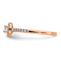 14k Rose Gold 3/4ct Lab Grown Dia VS/SI+ G+ Round Comp Halo Eng Ring