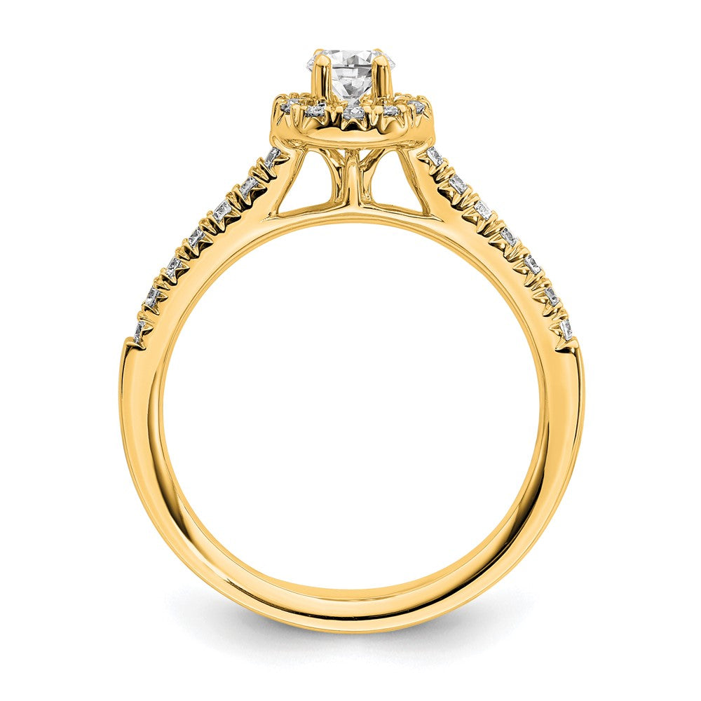 14k 3/4ct Lab Grown Diamond VS/SI+ G+ Round Comp Halo Eng Ring