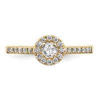 14k 3/4ct Lab Grown Diamond VS/SI+ G+ Round Comp Halo Eng Ring
