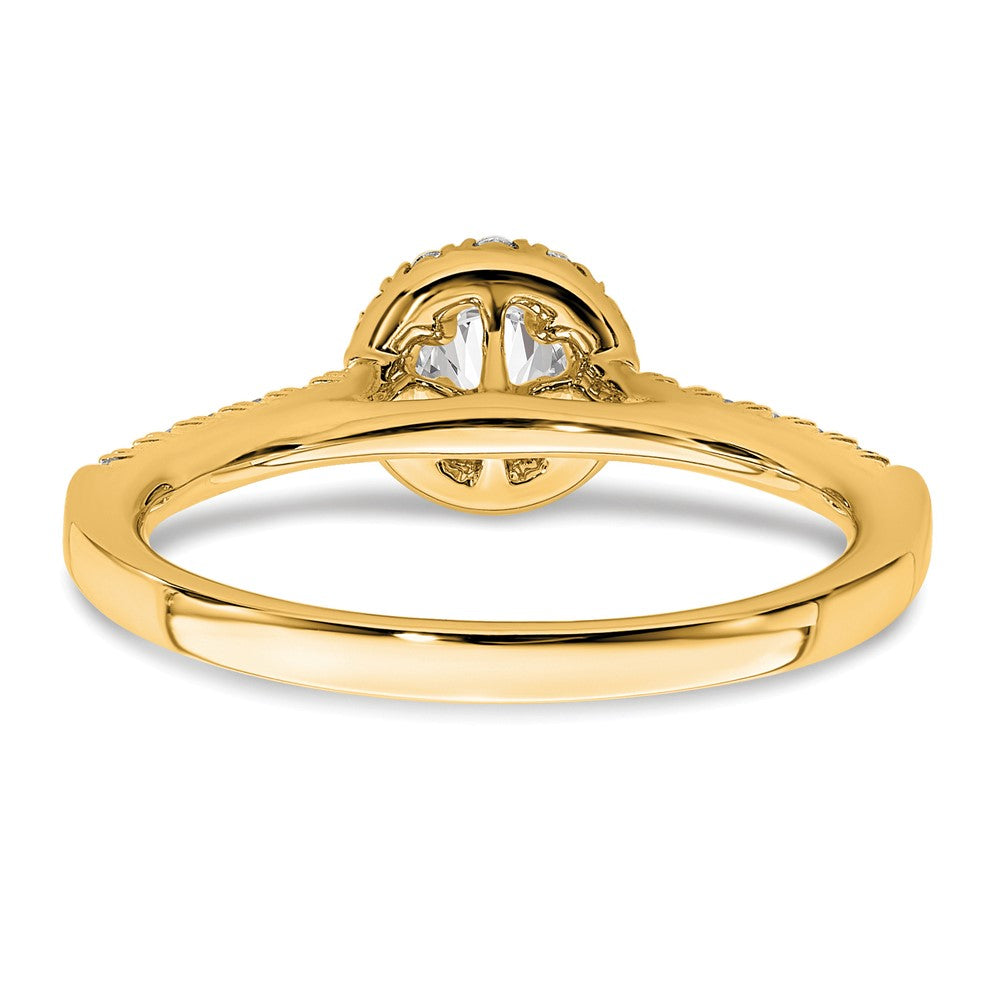 14k 3/4ct Lab Grown Diamond VS/SI+ G+ Round Comp Halo Eng Ring