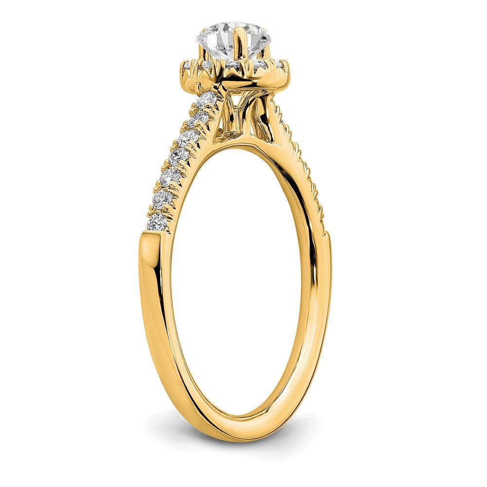 14k 3/4ct Lab Grown Diamond VS/SI+ G+ Round Comp Halo Eng Ring