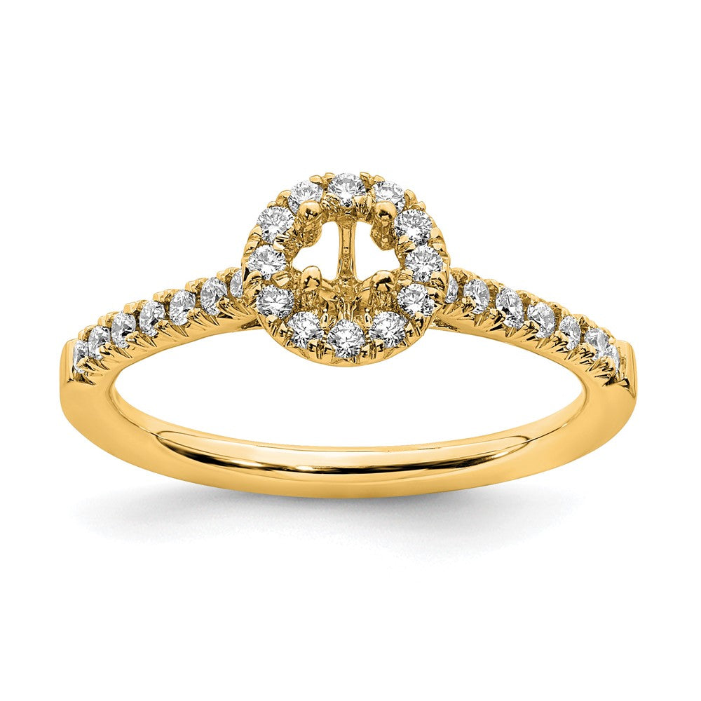 14k 3/4ct Lab Grown Diamond VS/SI+ G+ Round Comp Halo Eng Ring