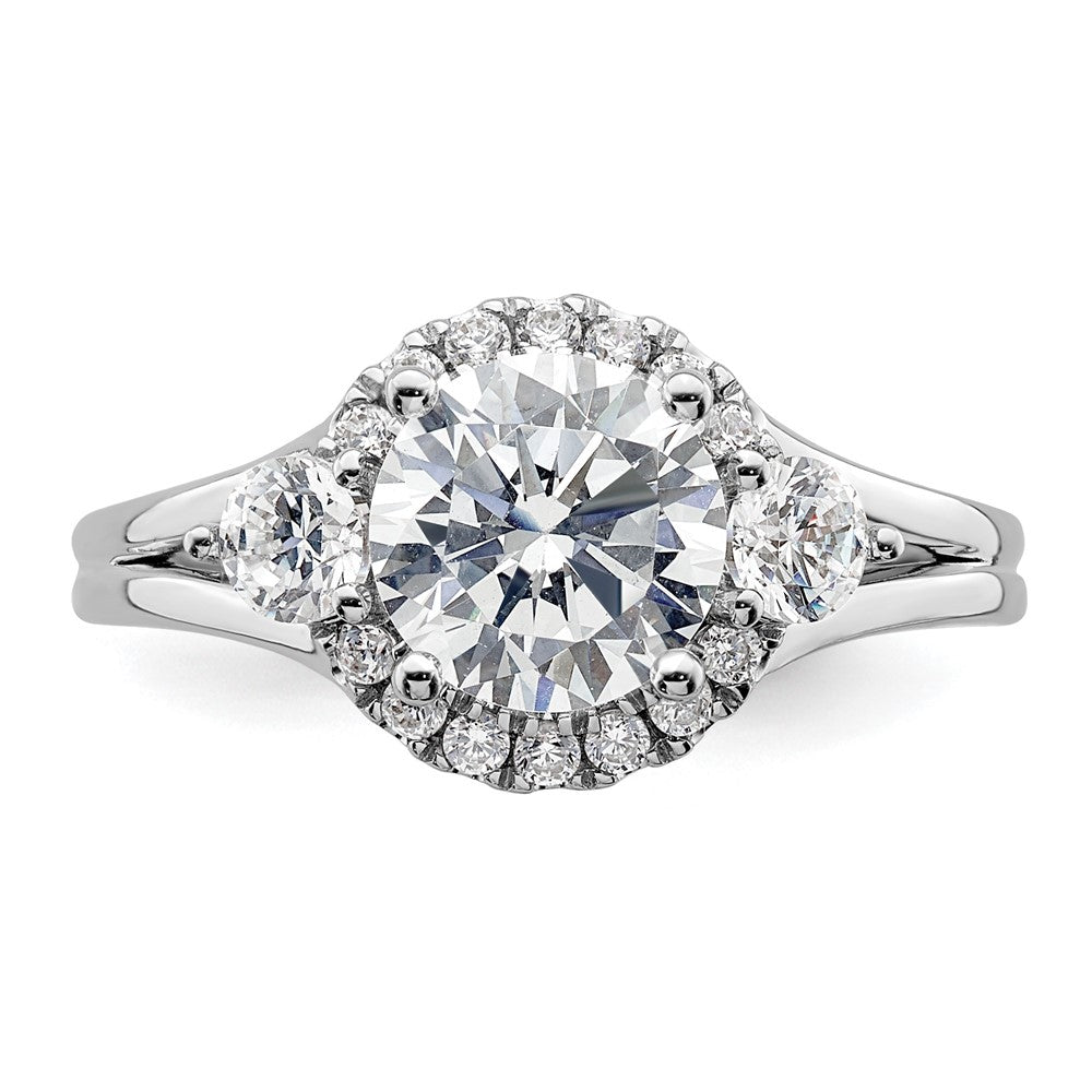 14kw 1/2 ct Lab Grown Dia VS/SI+ G+ 1 1/2 ct Center Semi 3 Stone Eng Ring