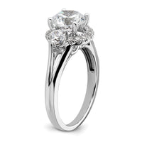 14kw 1/2 ct Lab Grown Dia VS/SI+ G+ 1 1/2 ct Center Semi 3 Stone Eng Ring