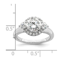 14kw 1/2 ct Lab Grown Dia VS/SI+ G+ 1 1/2 ct Center Semi 3 Stone Eng Ring