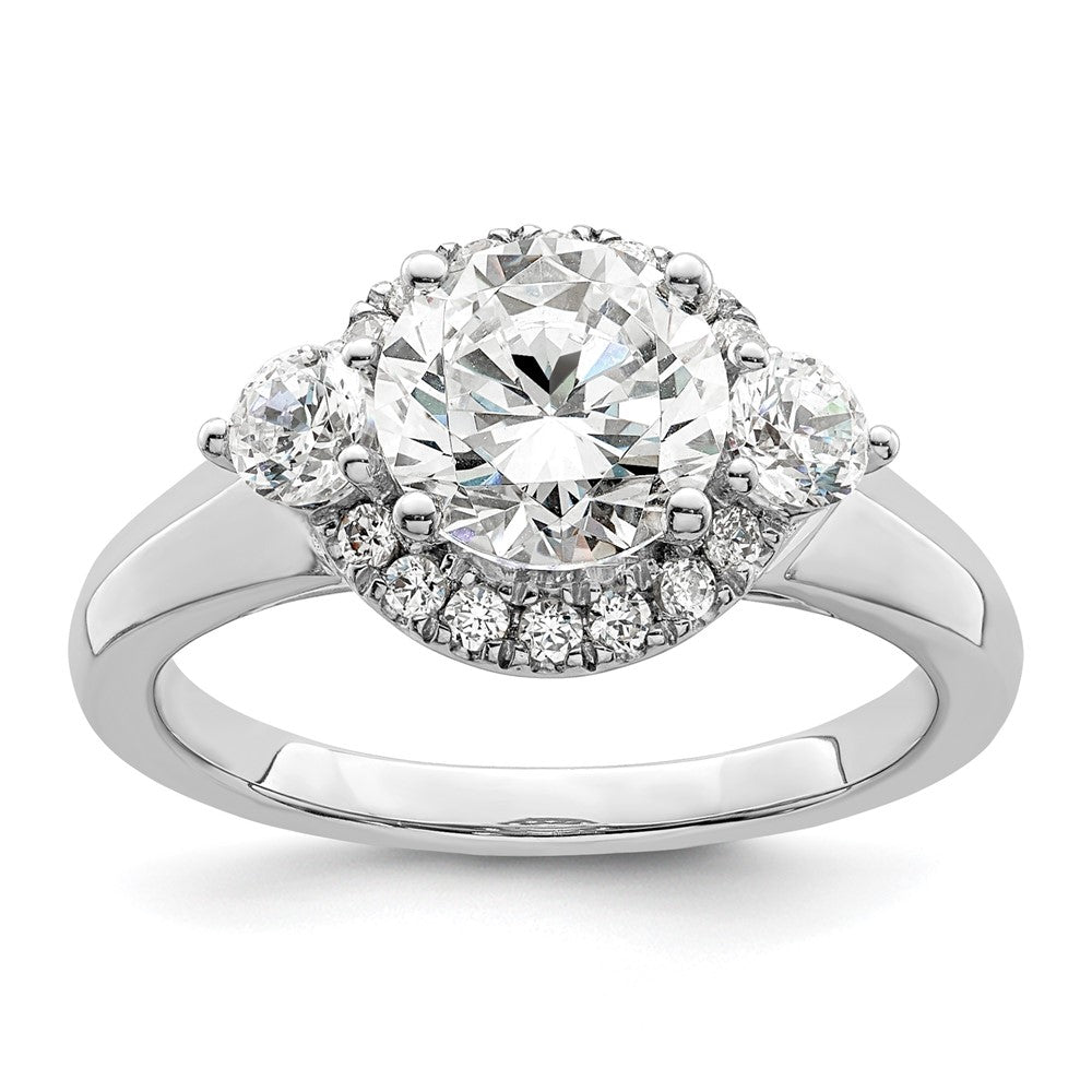 14kw 1/2 ct Lab Grown Dia VS/SI+ G+ 1 1/2 ct Center Semi 3 Stone Eng Ring