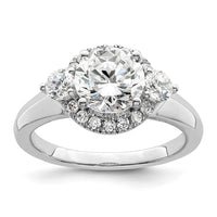 14kw 1/2 ct Lab Grown Dia VS/SI+ G+ 1 1/2 ct Center Semi 3 Stone Eng Ring