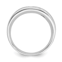 14k 5/8 ct White Gold Lab Grown Dia VS/SI+ G+ 3 Stone Complete Men's Ring