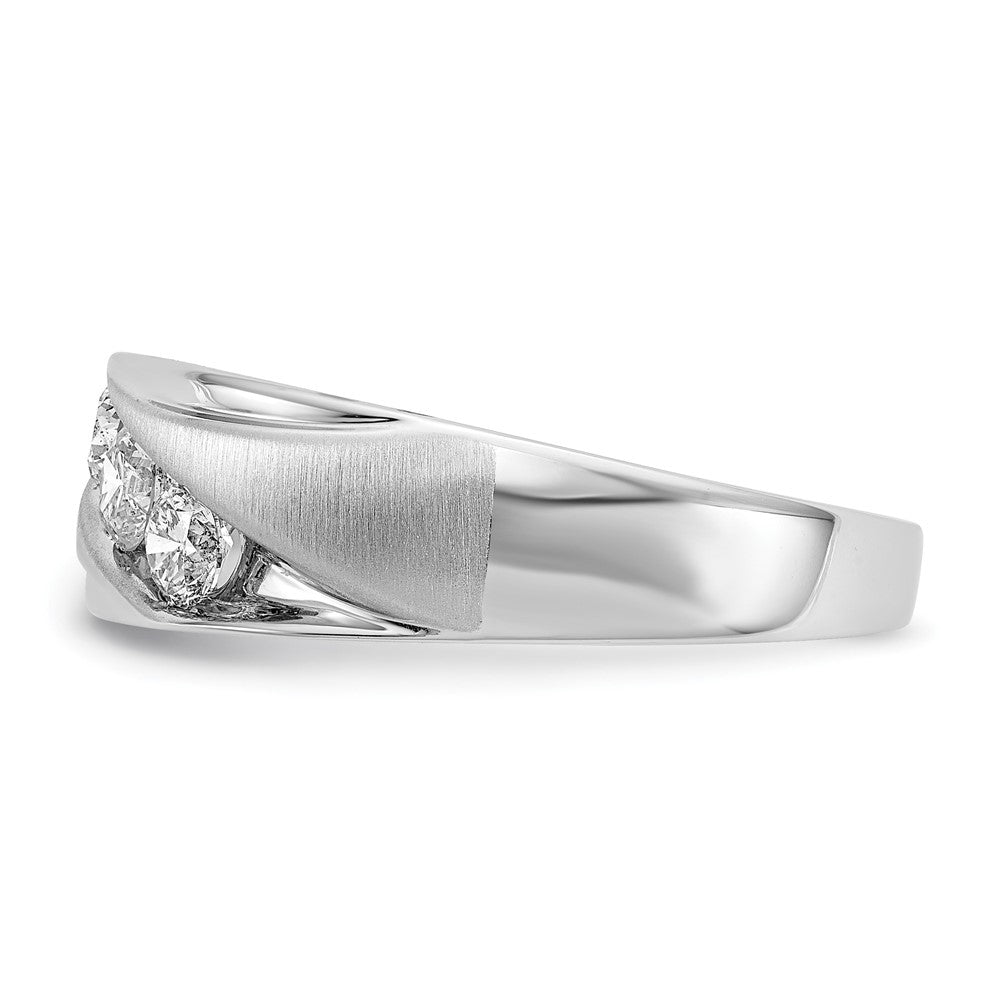 14k 5/8 ct White Gold Lab Grown Dia VS/SI+ G+ 3 Stone Complete Men's Ring