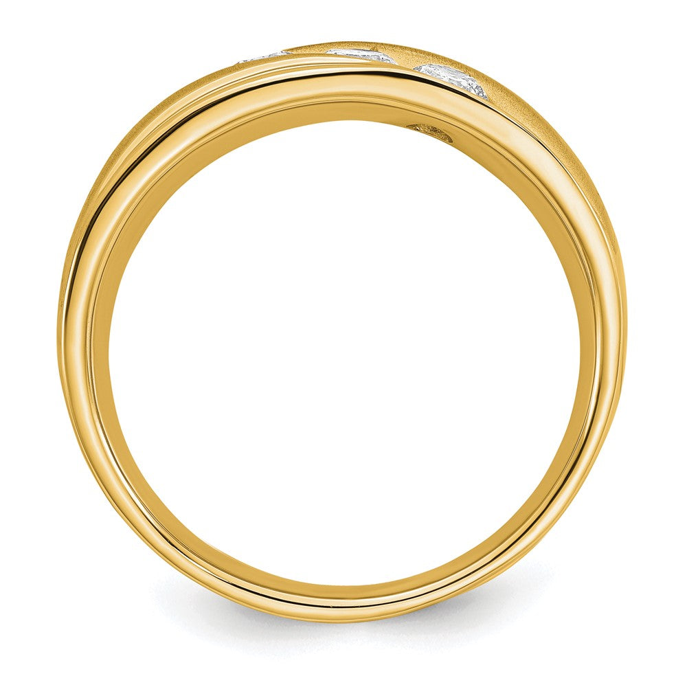 14k 5/8 ct Lab Grown Diamond VS/SI+ G+ 3 Stone Complete Men's Ring