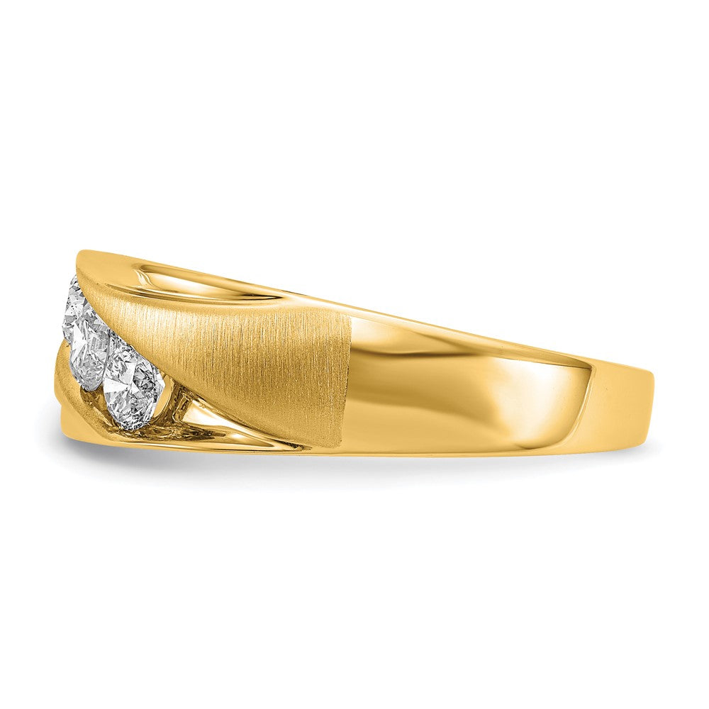 14k 5/8 ct Lab Grown Diamond VS/SI+ G+ 3 Stone Complete Men's Ring