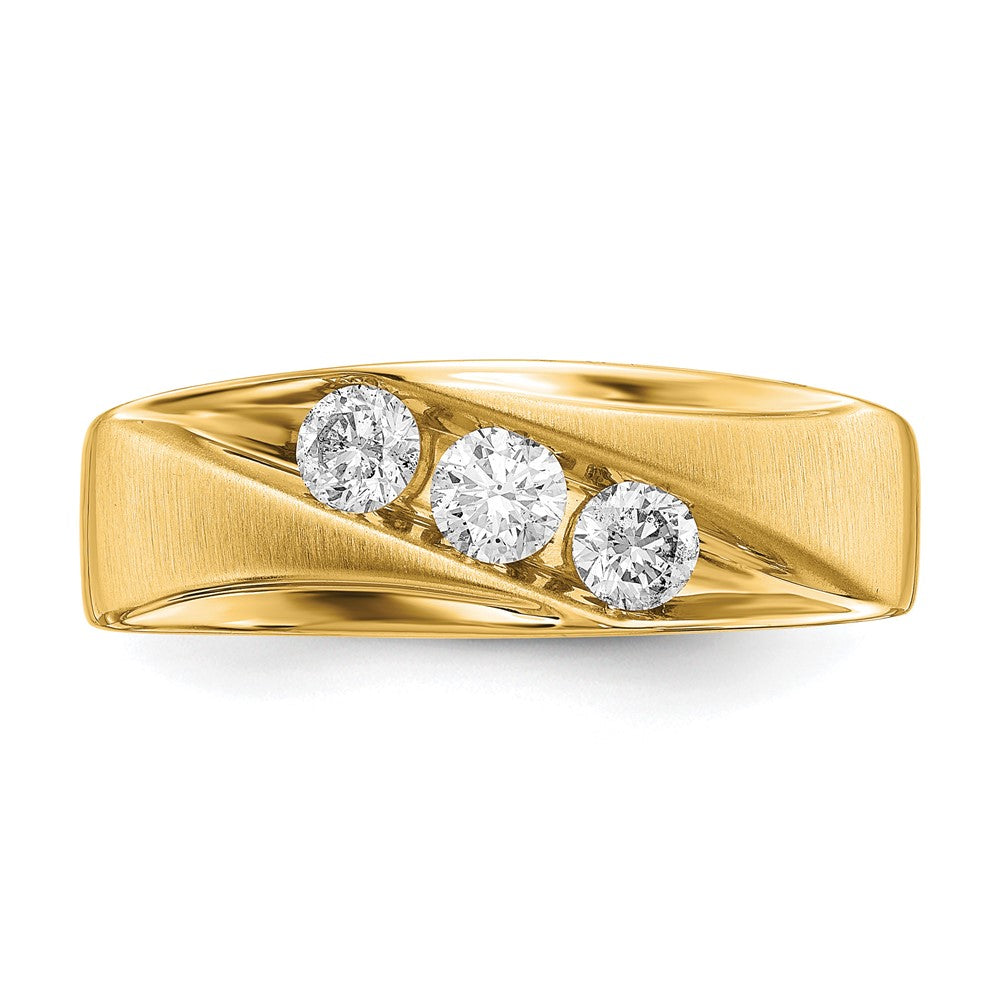 14k 5/8 ct Lab Grown Diamond VS/SI+ G+ 3 Stone Complete Men's Ring