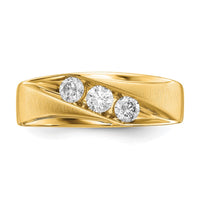 14k 5/8 ct Lab Grown Diamond VS/SI+ G+ 3 Stone Complete Men's Ring