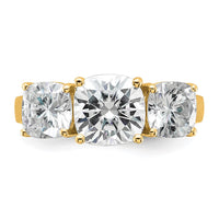 14k 3 3/4ct Cert Lab Grown Diamond VS+ F+ Cushion Comp 3 Stone Eng Ring