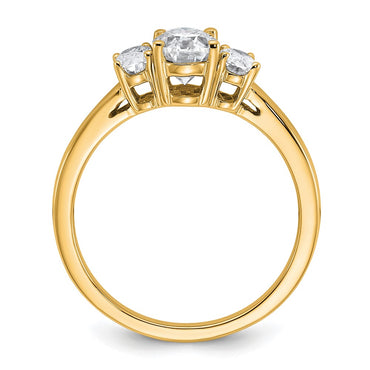 14k 1 1/3 carat Lab Grown Diamond VS+ F+ Oval Comp 3 Stone Eng Ring