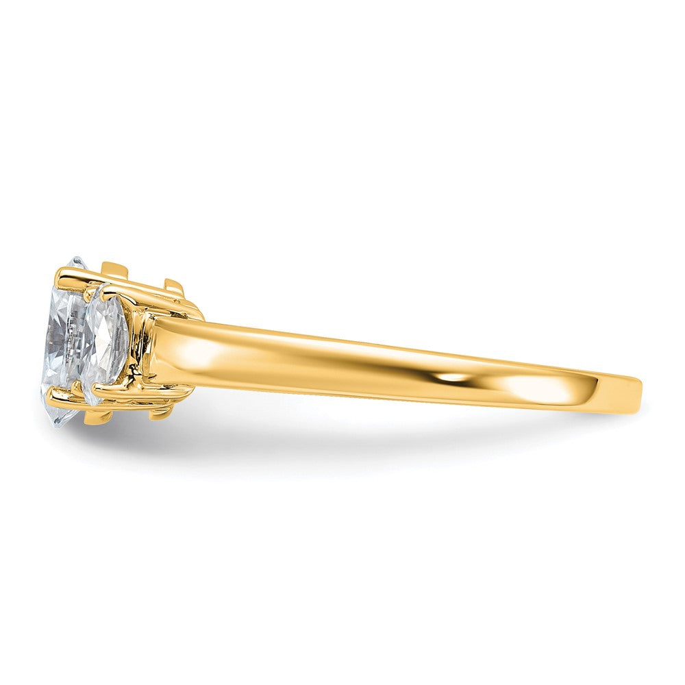 14k 1/2 carat Lab Grown Diamond VS+ F+ 7/8 Oval Semi 3 Stone Eng Ring