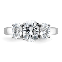 14kw 3ct Cert Lab Grown Diamond VS+ F+ Oval Comp 3 Stone Eng Ring