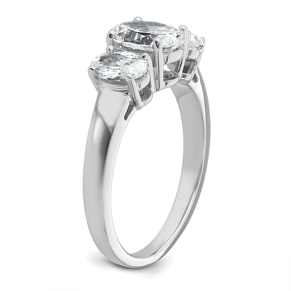 14kw 3ct Cert Lab Grown Diamond VS+ F+ Oval Comp 3 Stone Eng Ring