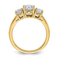 14k 1 3/4 carat Lab Grown Diamond VS+ F+ 1 1/3 Oval Semi 3 Stone Eng Ring
