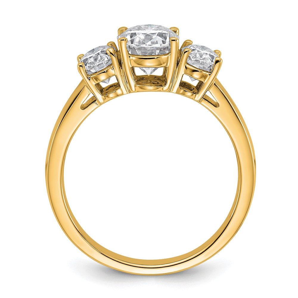 14k 3ct Cert Lab Grown Diamond VS+ F+ Oval Comp 3 Stone Eng Ring