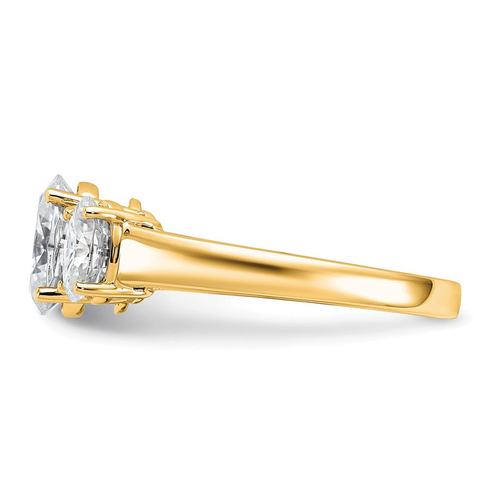 14k 3ct Cert Lab Grown Diamond VS+ F+ Oval Comp 3 Stone Eng Ring