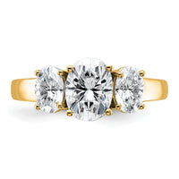 14k 1 3/4 carat Lab Grown Diamond VS+ F+ 1 1/3 Oval Semi 3 Stone Eng Ring