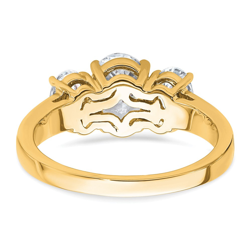 14k 3 carat Lab Grown Diamond VS+ F+ Oval Comp 3 Stone Eng Ring