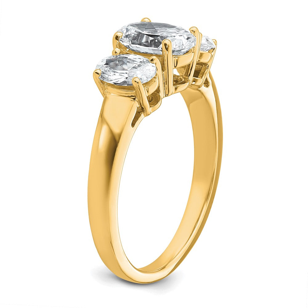 14k 3ct Cert Lab Grown Diamond VS+ F+ Oval Comp 3 Stone Eng Ring