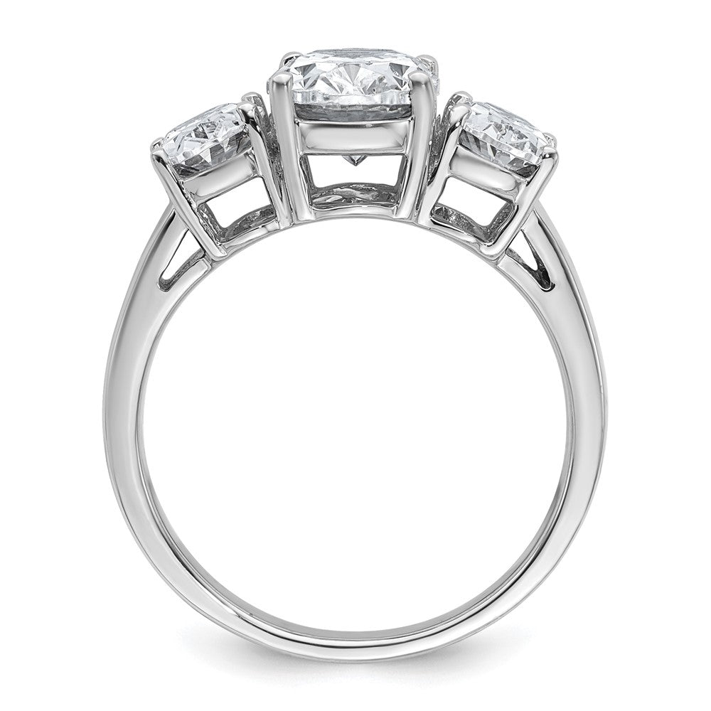 14kw 3 5/8ct Cert Lab Grown Diamond VS+ F+ Oval Comp 3 Stone Eng Ring