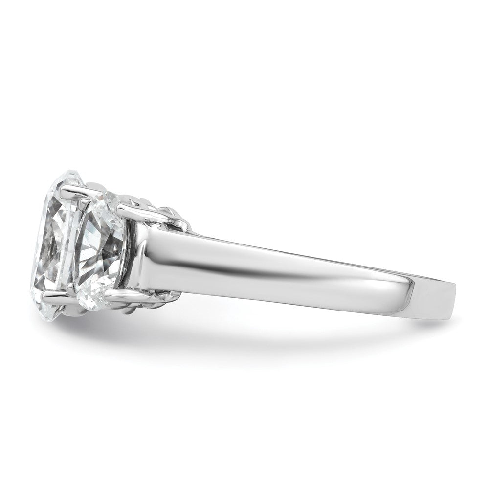 14kw 3 5/8ct Cert Lab Grown Diamond VS+ F+ Oval Comp 3 Stone Eng Ring