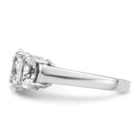 14kw 3 5/8ct Cert Lab Grown Diamond VS+ F+ Oval Comp 3 Stone Eng Ring