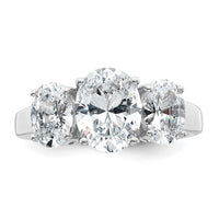 14kw 3 5/8ct Cert Lab Grown Diamond VS+ F+ Oval Comp 3 Stone Eng Ring