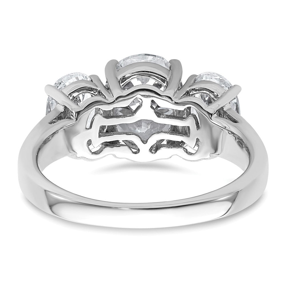 14kw 3 5/8ct Cert Lab Grown Diamond VS+ F+ Oval Comp 3 Stone Eng Ring