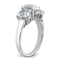 14kw 3 5/8ct Cert Lab Grown Diamond VS+ F+ Oval Comp 3 Stone Eng Ring