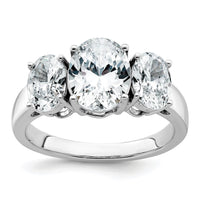 14kw 3 5/8ct Cert Lab Grown Diamond VS+ F+ Oval Comp 3 Stone Eng Ring