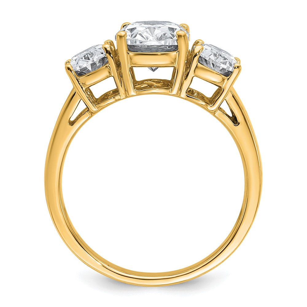 14k 3 5/8 carat Lab Grown Diamond VS+ F+ Oval Comp 3 Stone Eng Ring