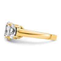 14k 3 5/8 carat Lab Grown Diamond VS+ F+ Oval Comp 3 Stone Eng Ring