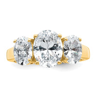 14k 3 5/8 carat Lab Grown Diamond VS+ F+ Oval Comp 3 Stone Eng Ring