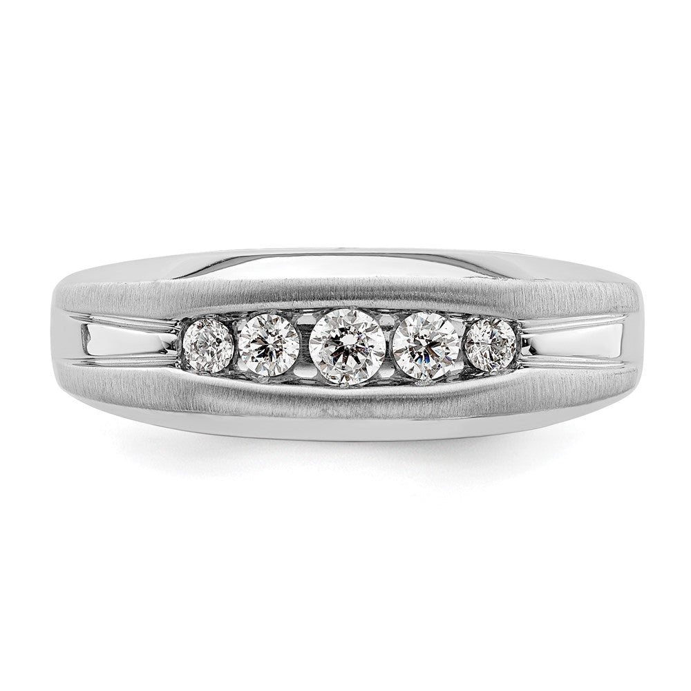 14k White Gold 1/3 ct Lab Grown Dia VS/SI+ G+ 5 Stone Complete Men's Ring