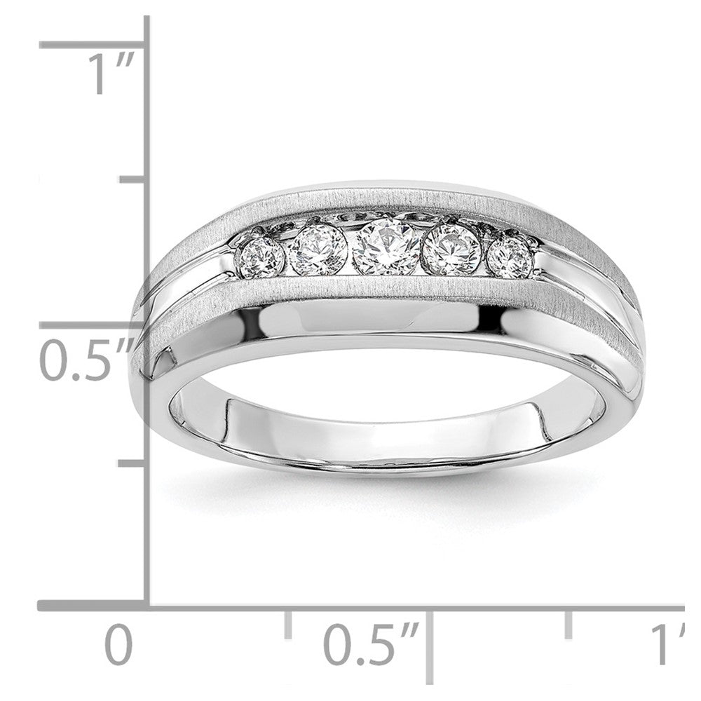 14k White Gold 1/3 ct Lab Grown Dia VS/SI+ G+ 5 Stone Complete Men's Ring