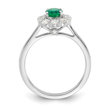 10kw 5/8 ct Lab Grown Dia VS/SI+ G+ & Cr Emerald Comp Halo Ring