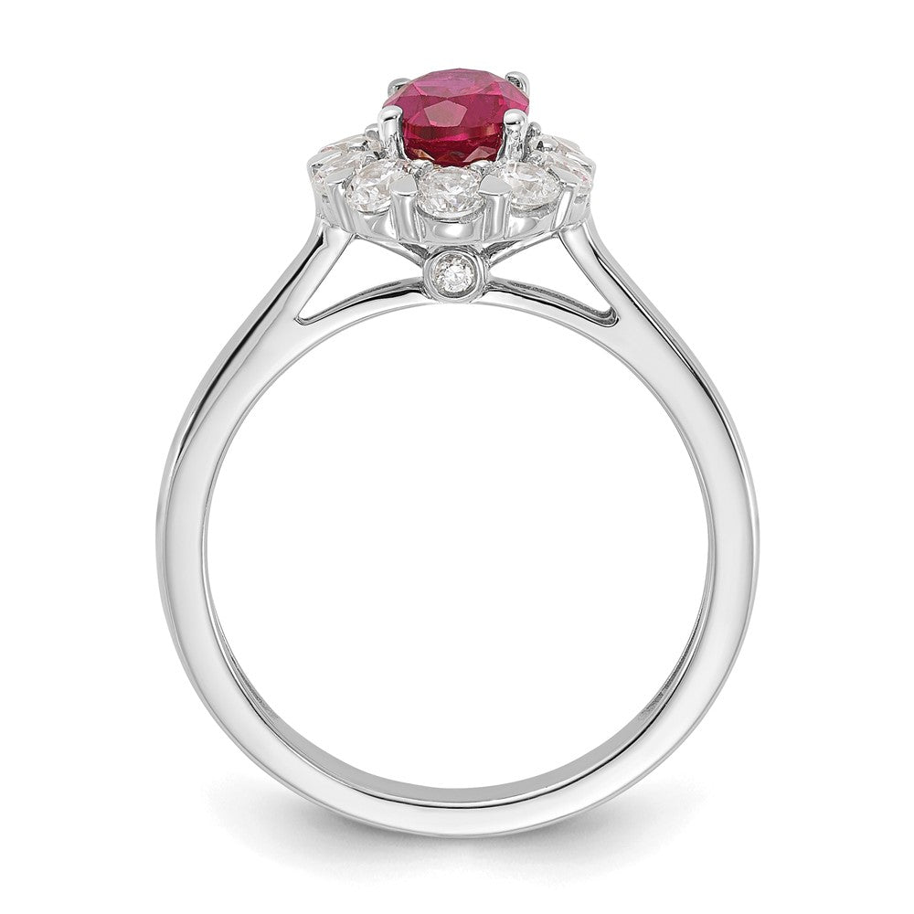 10kw 5/8 ct Lab Grown Dia VS/SI+ G+ & Cr Ruby Comp Halo Ring