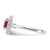 10kw 5/8 ct Lab Grown Dia VS/SI+ G+ & Cr Ruby Comp Halo Ring