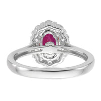 10kw 5/8 ct Lab Grown Dia VS/SI+ G+ & Cr Ruby Comp Halo Ring
